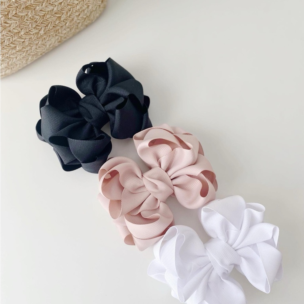 Elegant Kids Hair Scrunchies Set - Black, Pink, White